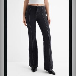 New Mid Rise Washed Black Front Seam '70s Flare Jeans